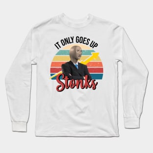 Stonks only go up dank meme man Long Sleeve T-Shirt